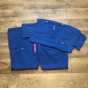 Blue Med Couture Bottom/Top Scrub Set